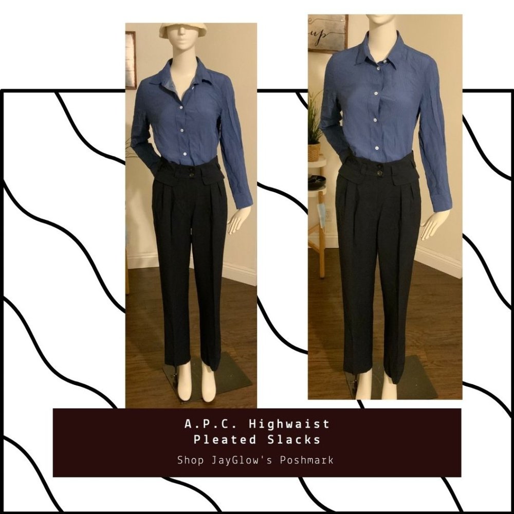 A.P.C. High Waisted Navy Slacks